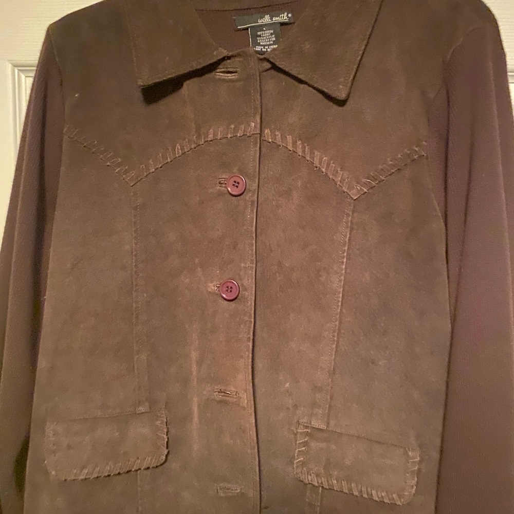 Suede front sweater/jacket